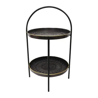 Two Tier Rangoli Stand- Black