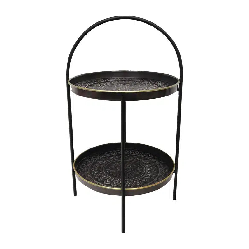 Two Tier Rangoli Stand- Black