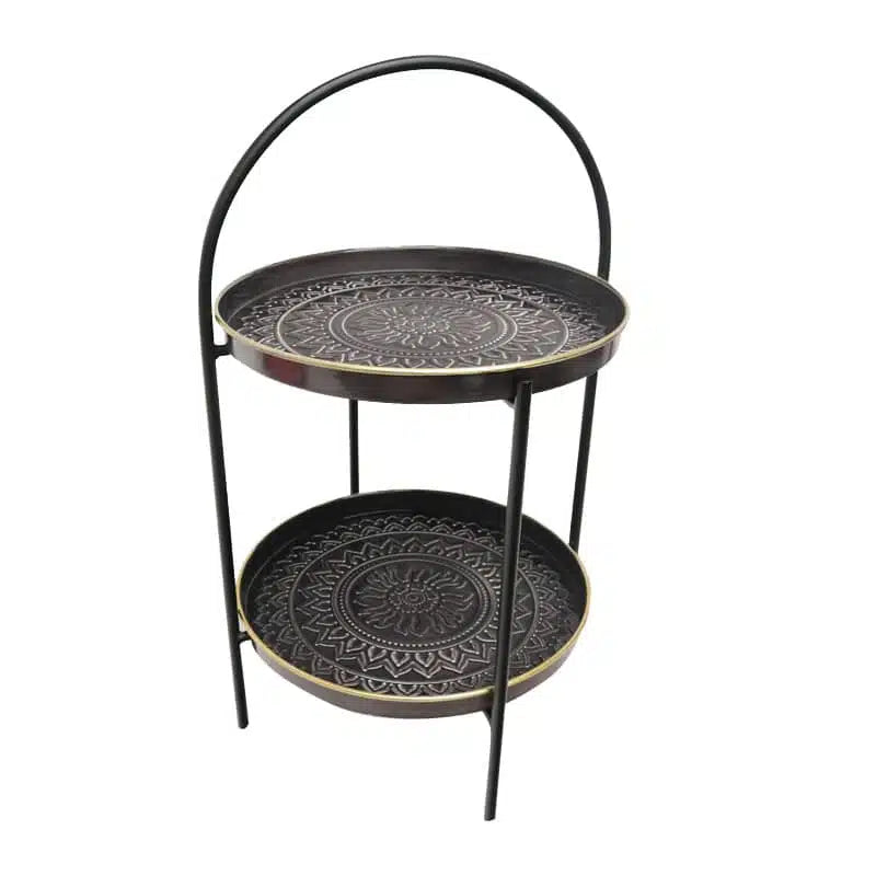 Two Tier Rangoli Stand- Black