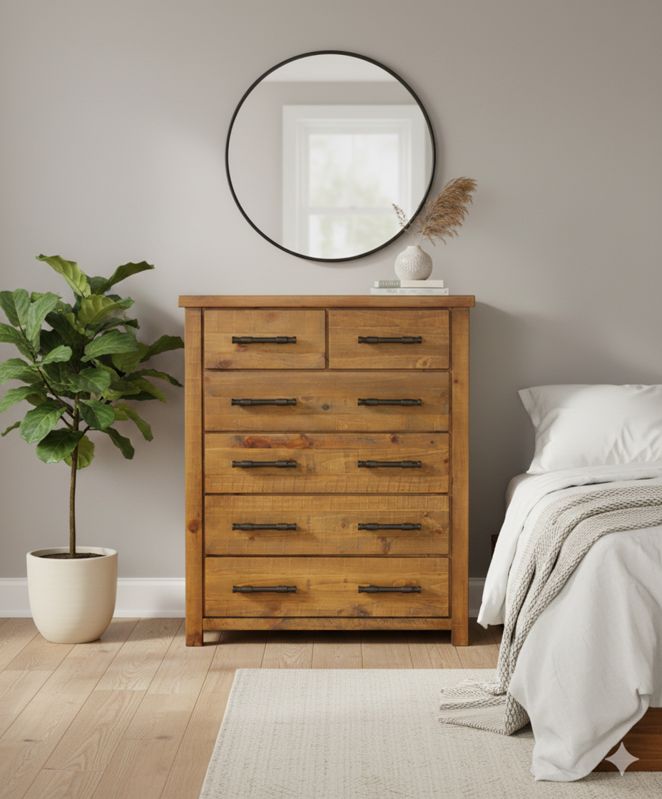 Woodside-6-Drawer-Tallboy (H1265 x W1050 x D450)