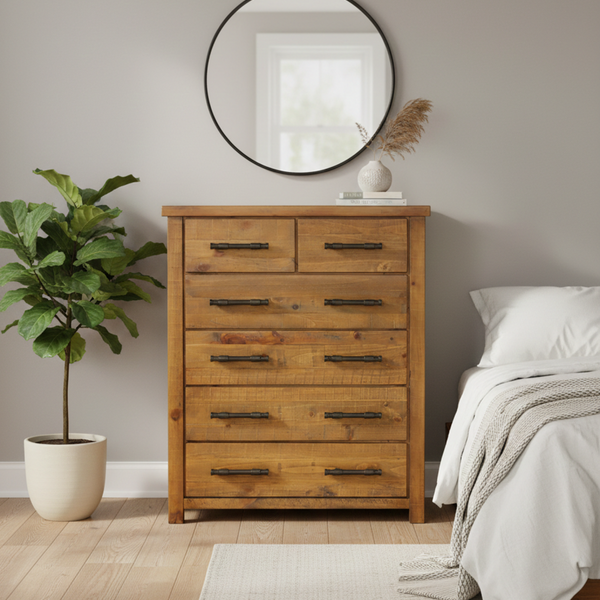 Woodside-6-Drawer-Tallboy (H1265 x W1050 x D450)