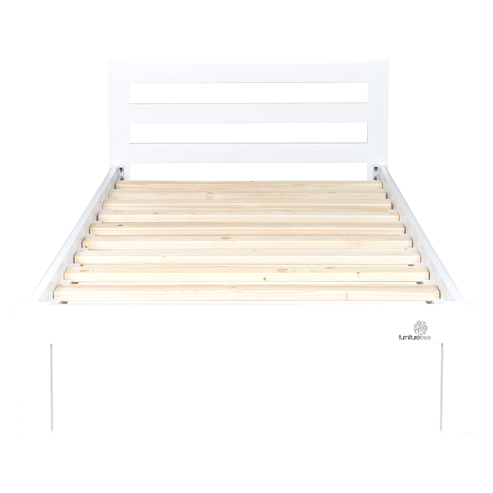 White Alice King Single Bed (L2020 W1040 H800/360mm head/footer, Inner L1950, W930mm)