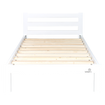 White Alice King Single Bed (L2020 W1040 H800/360mm head/footer, Inner L1950, W930mm)