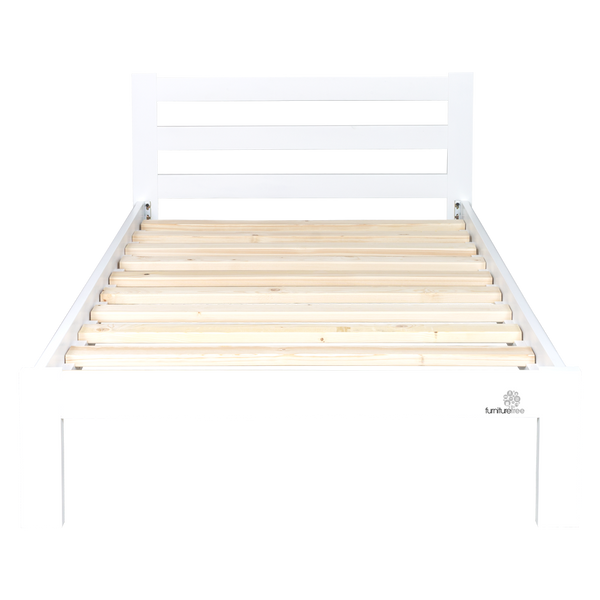 White Alice King Single Bed (L2020 W1040 H800/360mm head/footer, Inner L1950, W930mm)