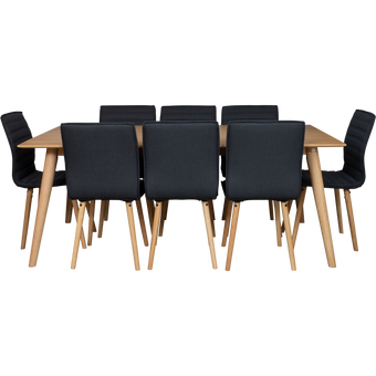 Nordik-9-pce-190-Table-8-liva-Black-Chairs-Kit