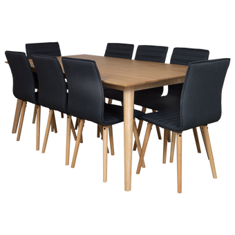 Nordik-9-pce-190-Table-8-liva-Black-Chairs-Kit