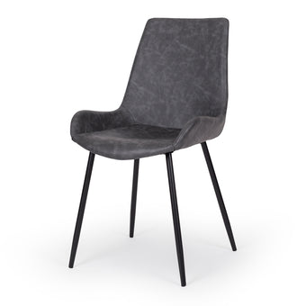 Vintage Chair Grey Pu Black Iron Leg