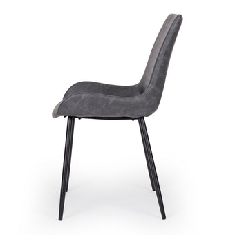 Vintage Chair Grey Pu Black Iron Leg