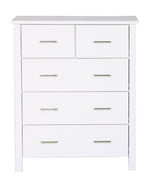 Alice 5 Drawer Tallboy- White (W860 D440 H1060mm)