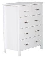 Alice 5 Drawer Tallboy- White (W860 D440 H1060mm)
