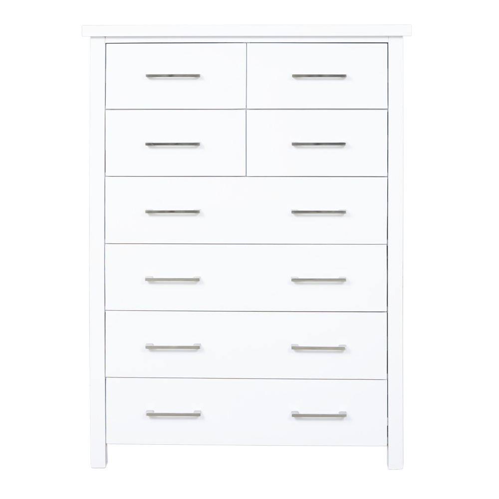 Maestro 8 Drawer Tallboy White (W900 D400 H1300 mm)
