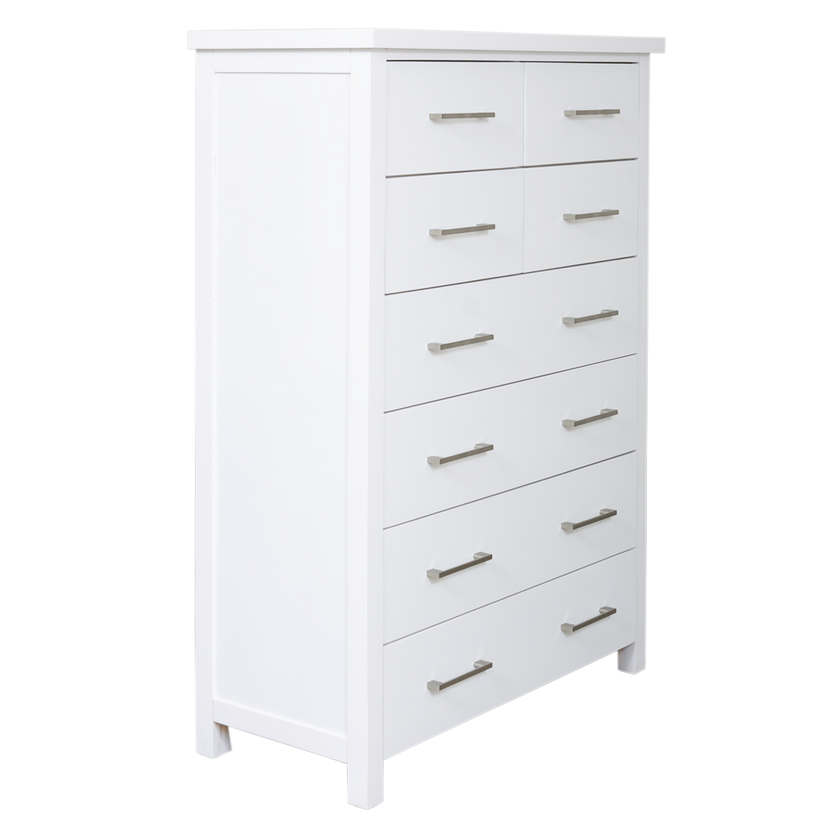 Master 8 Drawer Tallboy White