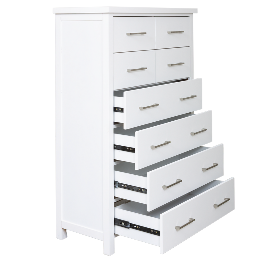 Master 8 Drawer Tallboy White