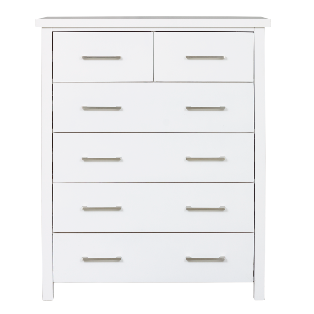 Maestro 6 Drawer Tallboy White (W900 D400 H1100 mm)