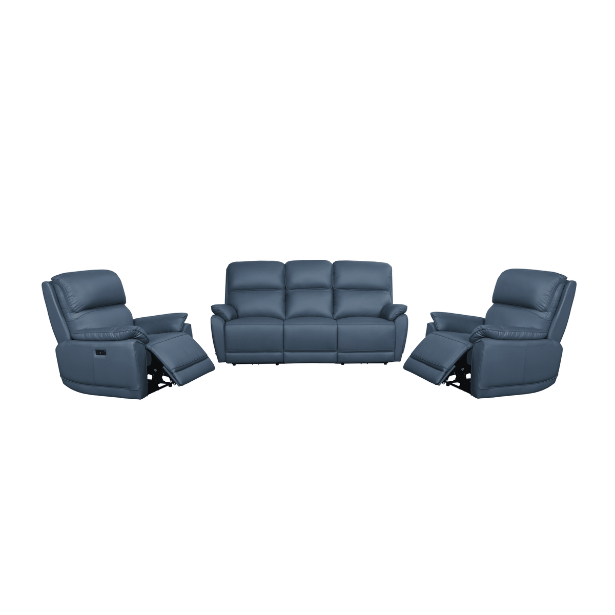 York Electric Leather Recliner 3+1+1 - Navy