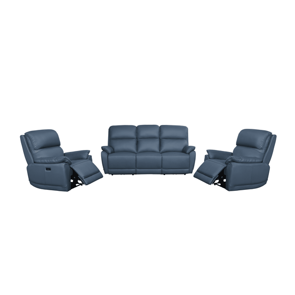 York Electric Leather Recliner 3+1+1 - Navy